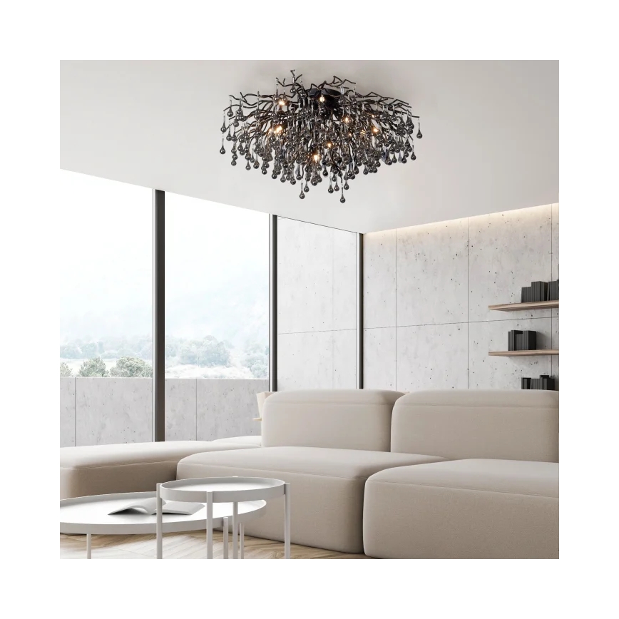 Paul Neuhaus 8092-18 - Overflademonteret lysekrone ICICLE 14xG9/40W/230V Ø 100 cm sort