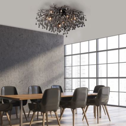 Paul Neuhaus 8092-18 - Overflademonteret lysekrone ICICLE 14xG9/40W/230V Ø 100 cm sort