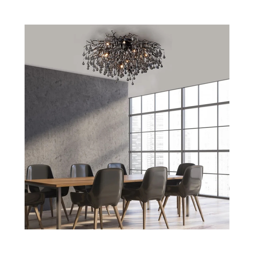 Paul Neuhaus 8092-18 - Overflademonteret lysekrone ICICLE 14xG9/40W/230V Ø 100 cm sort