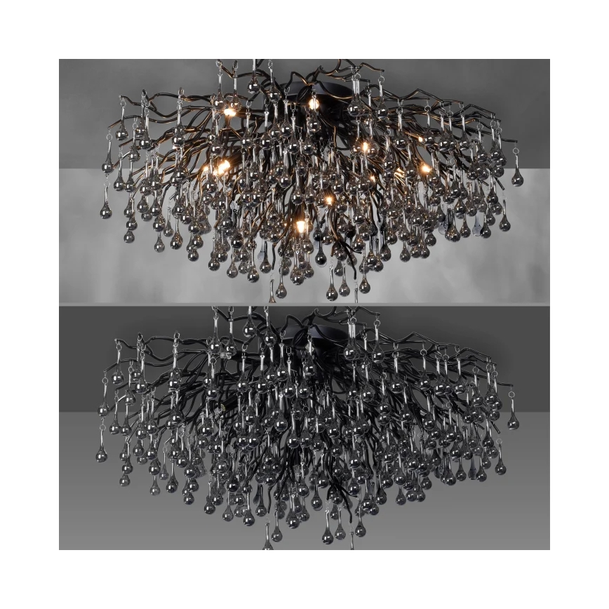 Paul Neuhaus 8092-18 - Overflademonteret lysekrone ICICLE 14xG9/40W/230V Ø 100 cm sort