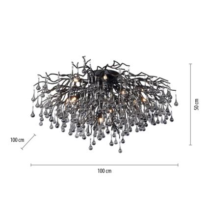 Paul Neuhaus 8092-18 - Overflademonteret lysekrone ICICLE 14xG9/40W/230V Ø 100 cm sort