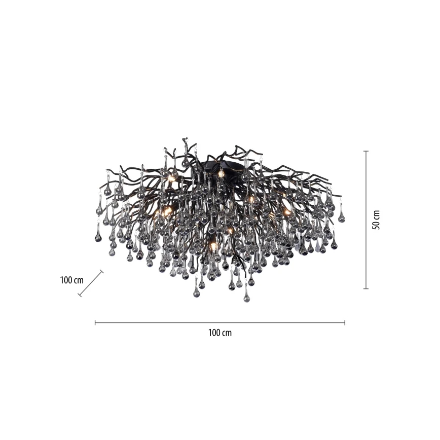 Paul Neuhaus 8092-18 - Overflademonteret lysekrone ICICLE 14xG9/40W/230V Ø 100 cm sort