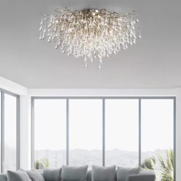 Paul Neuhaus 8092-55 - ICICLE loftmonteret lysekrone, 14 x G9/40W/230V, Ø 100 cm, blank krom