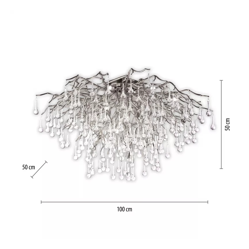 Paul Neuhaus 8092-55 - ICICLE loftmonteret lysekrone, 14 x G9/40W/230V, Ø 100 cm, blank krom