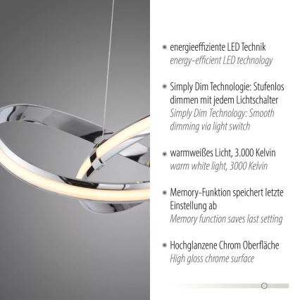Paul Neuhaus 8291-17 - LED pendel dæmpbar MELINDA LED/30W/230V