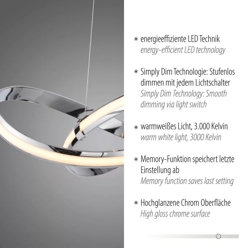 Paul Neuhaus 8291-17 - LED pendel dæmpbar MELINDA LED/30W/230V