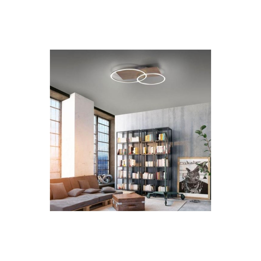 Paul Neuhaus 8329-79 - LED loftlampe dæmpbar PALMA LED/26W/230V 2700-5000K fyrretræ + fjernbetjening