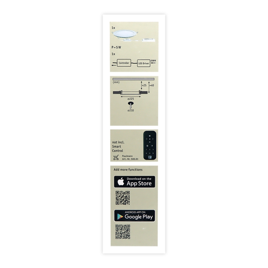 Paulmann 50026 - LED indbygningslampe til badeværelse dæmpbar SMART HOME RGBW/3,5W IP44 230V 2700-6500K
