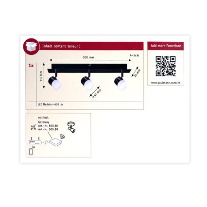 Paulmann 50099 - 3xLED spotlampe dæmpbar SMART DEON 6,5W 230V ZigBee