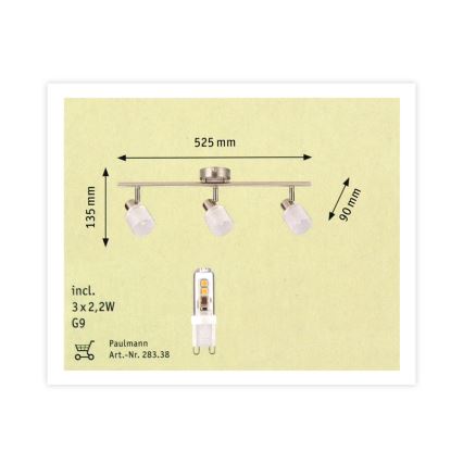 Paulmann 60200 - 3xLED-G9/2,2W Spotlys HELIX 230V