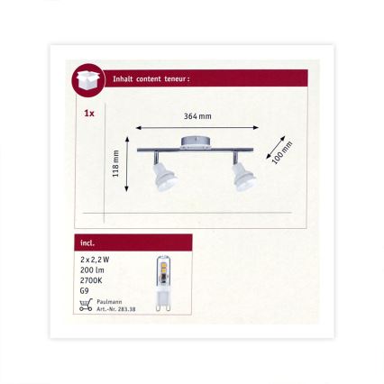 Paulmann 66619 - 2xLED-G9/2,2W Spotlys DOUBLE 230V