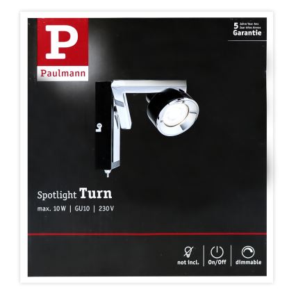 Paulmann 66670 - 1xGU10/10W Vægspotlampe TURN 230V sort