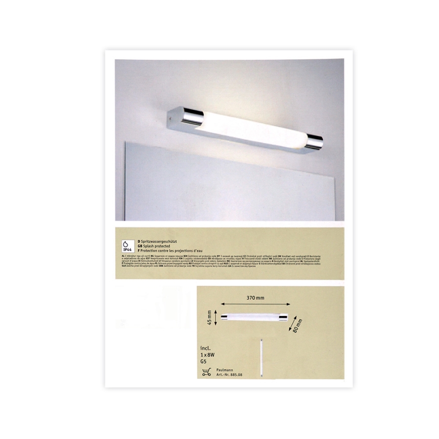 Paulmann 70360 -  1xG5/8W IP44 Badeværelses spejllampe MIZAR 230V