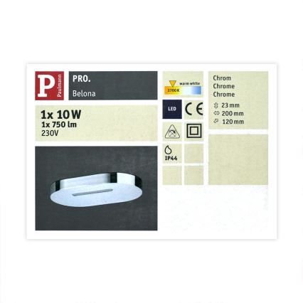 Paulmann 70395 –⁠ LED/10W Væglampe til badeværelse BELONA 230V IP44