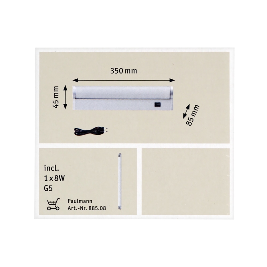 Paulmann 70405 - Underskabslampe til køkken WAVE LINE 1xG5/8W/230V