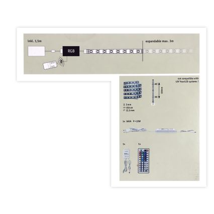 Paulmann 70587 - LED lysbånd dæmpbart RGB/20W MAXLED 1,5 m 230V + fjernbetjening