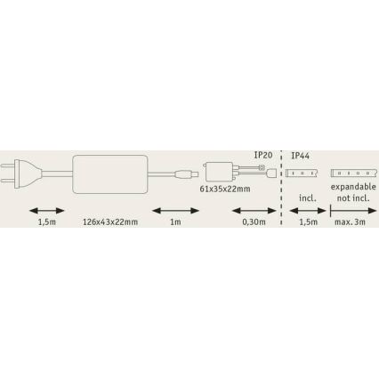 Paulmann 70623 - LED/10W IP44 Badeværelsesstrip dæmpbar MAXLED 1,5 m 2700-6500K 230V + fjernbetjening
