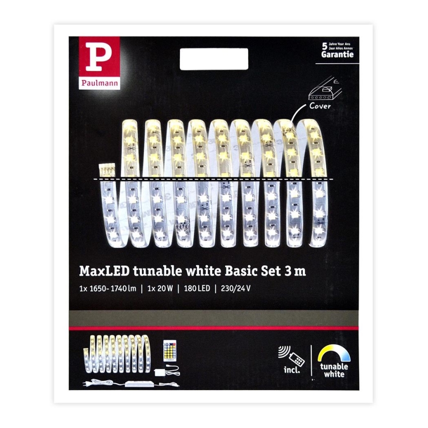 Paulmann 70624 - LED/20W Strip dæmpbar MAXLED 3m 230V + fjernbetjening