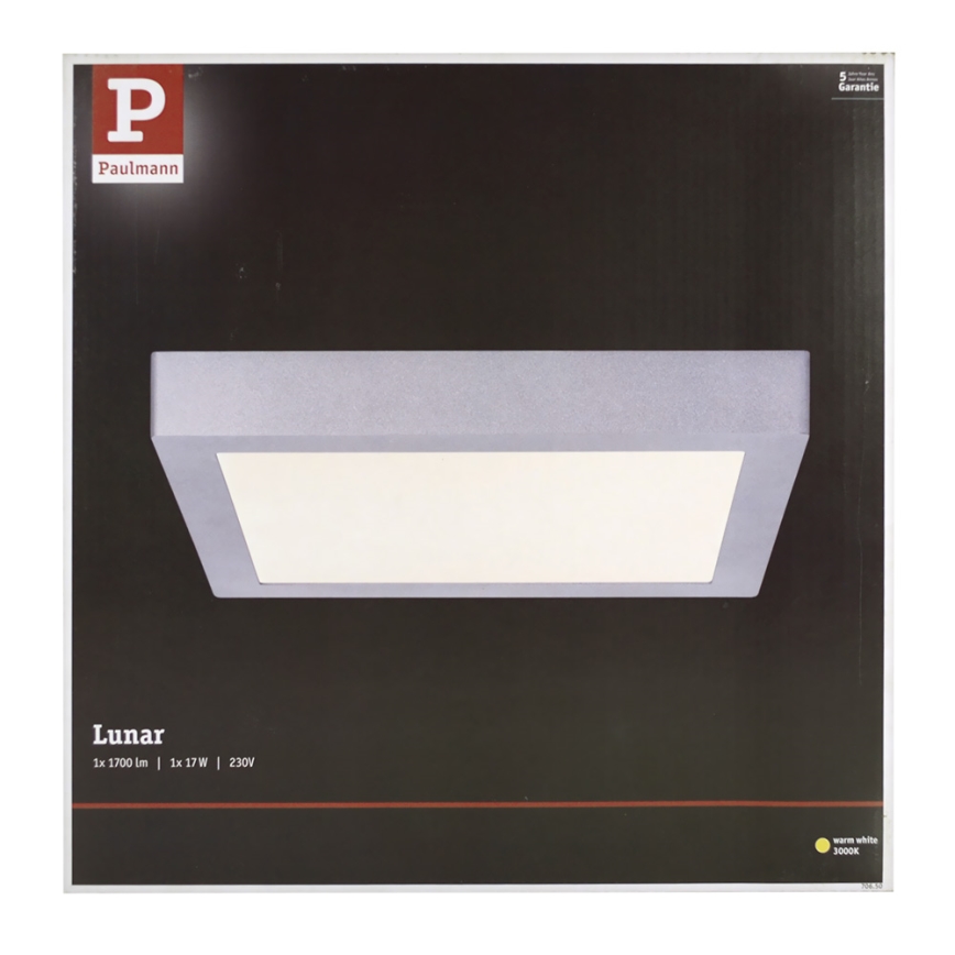 Paulmann 70650 - LED/17W Loftlampe LUNAR 230V 30x30 cm mat krom
