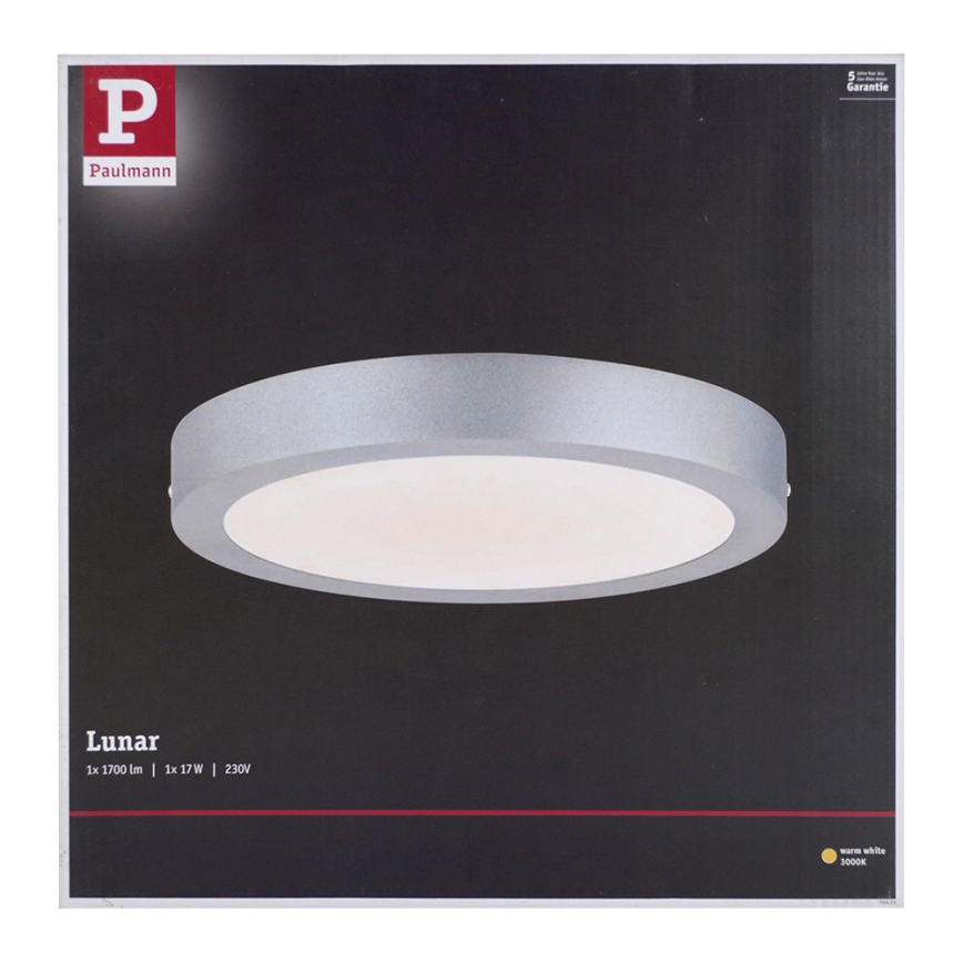 Paulmann 70655 - LED/17W Loftlampe LUNAR 230V diameter 30 cm mat krom