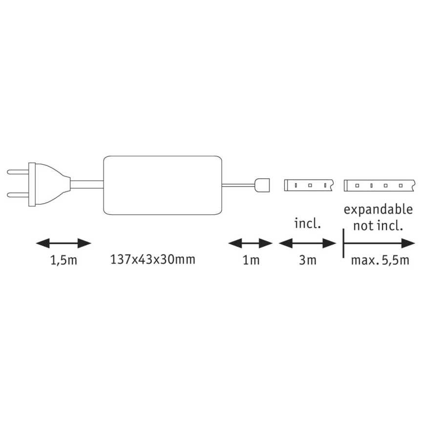 Paulmann 70666 - LED/20W IP44 Badeværelsesstrip dæmpbar MAXLED 3 m 2700K 230V
