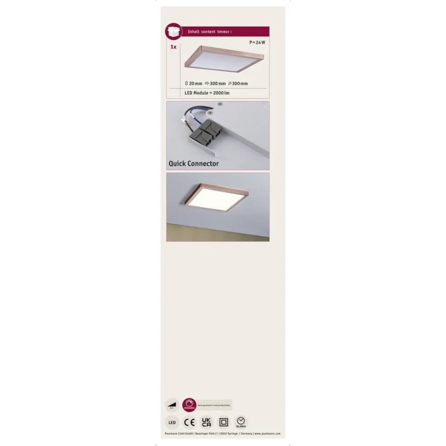 Paulmann 70873 - LED/24W Panel dæmpbart ATRIA 230V 2700K 30x30 cm Rosenguld