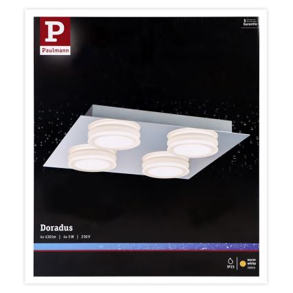 Paulmann 70875 - Loftlampe til badeværelse DORADUS 4xLED/5W IP23 230V