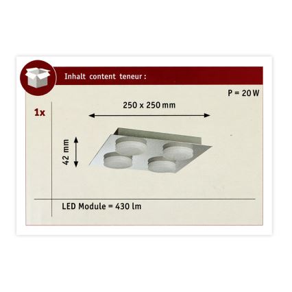 Paulmann 70875 - Loftlampe til badeværelse DORADUS 4xLED/5W IP23 230V