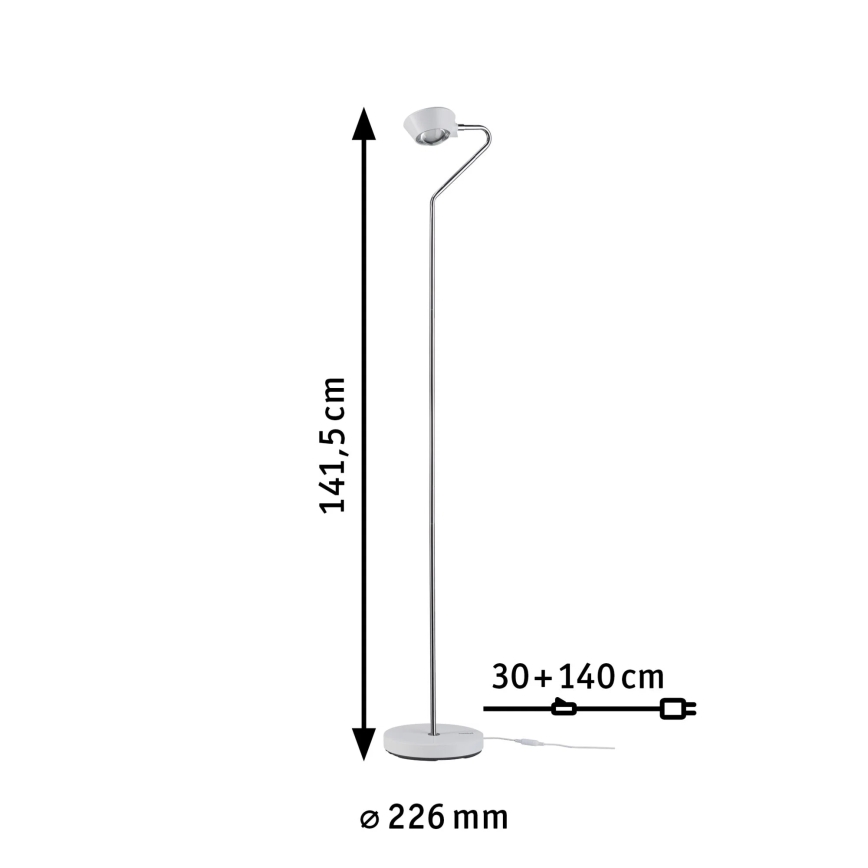Paulmann 70920 - LED/7,5W Dæmpbar gulvlampe RAMOS 230V hvid/blank krom