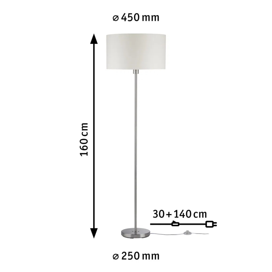Paulmann 70922 - 1xE27/60W Gulvlampe TESSA 230V