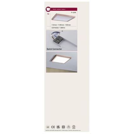 Paulmann 70941 - LED/20W Fastmonteret panel ATRIA 230V 4000K 30x30 cm Rosenguld