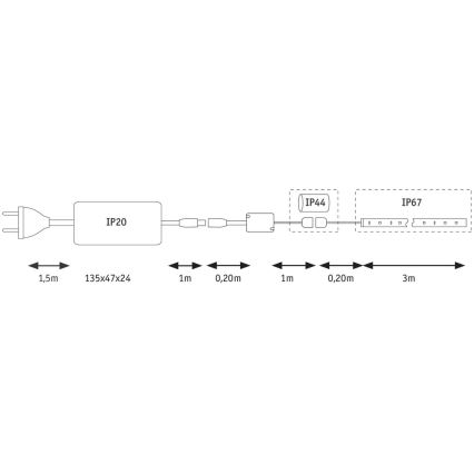 Paulmann 70966 - LED-RGB/27W IP67 udendørs dæmpbar strimmel FLOW 3m 230/24V