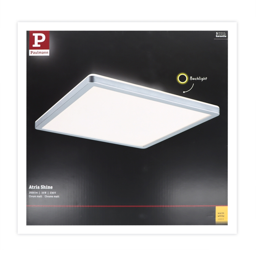 Paulmann 70994 - LED/16W Fastmonteret panel ATRIA 230V 3000K 29,3x29,6 cm mat krom