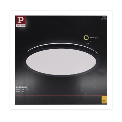 Paulmann 70998 - LED/16W Fastmonteret panel ATRIA 230V 3000K diameter 29,3 cm sort