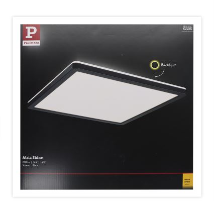 Paulmann 71001 - LED/16W Fastmonteret panel ATRIA 230V 3000K 29,3x29,3 cm sort
