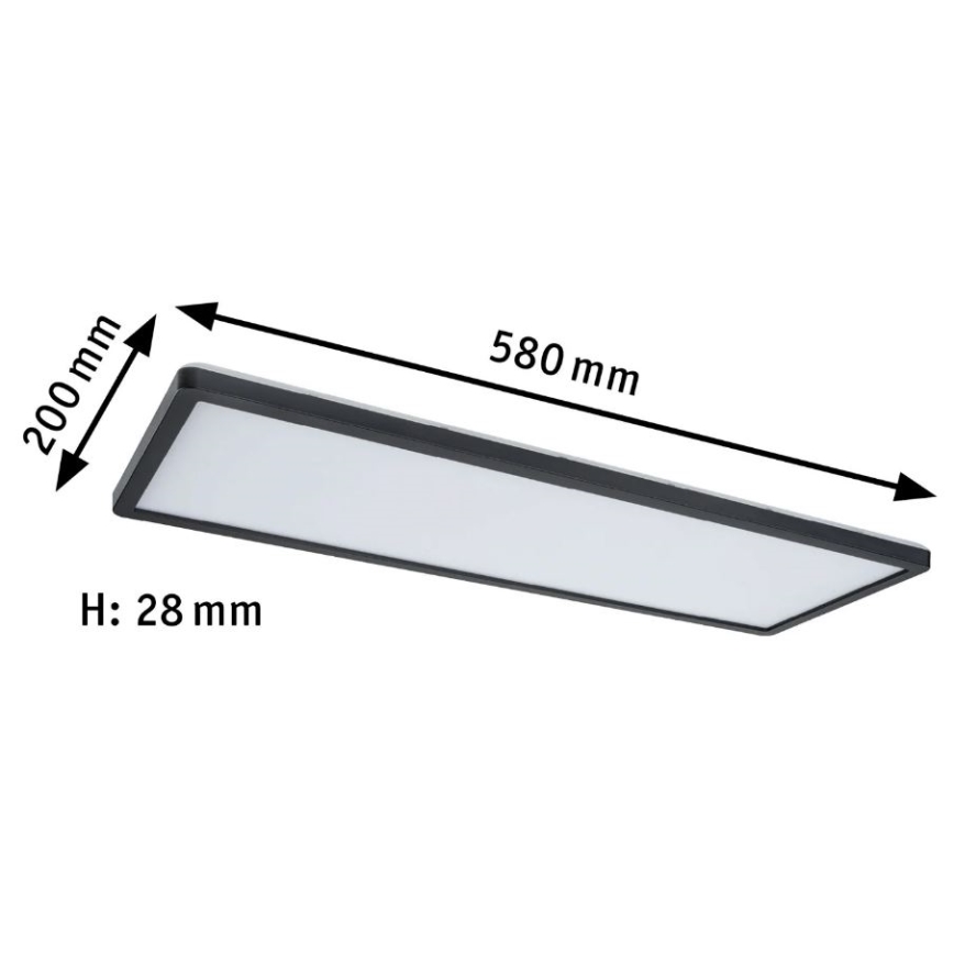 Paulmann 71003 - LED/22W Panel dæmpbart ATRIA 230V 3000K 20x58 cm sort