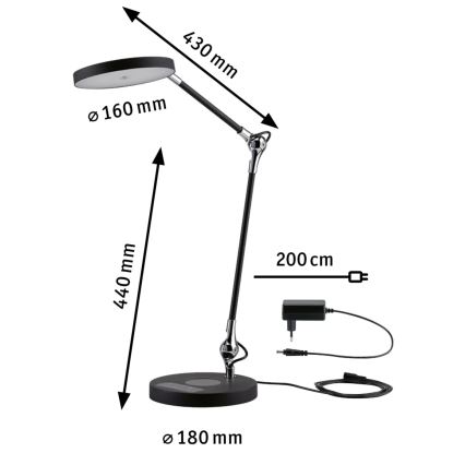 Paulmann 78010 - LED/11W Bordlampe m. touch-funktion dæmpbar NUMIS 230V 2700/4000/6500K sort