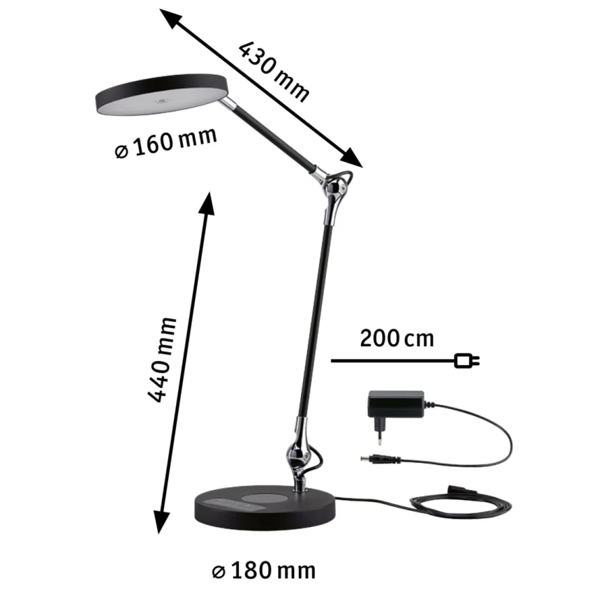 Paulmann 78010 - LED/11W Bordlampe m. touch-funktion dæmpbar NUMIS 230V 2700/4000/6500K sort