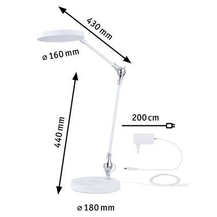 Paulmann 78011 - LED/11W Bordlampe m. touch-funktion dæmpbar NUMIS 230V 2700/4000/6500K hvid