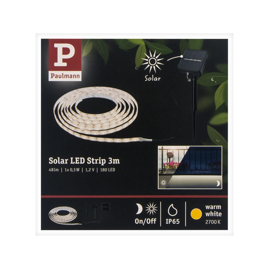 Paulmann 78896 - LED/0,3W IP44 Soldrevet lysbånd 3m 1,2V 1000 mAh