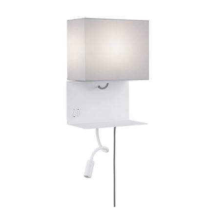 Paulmann 78913 - LED/2,5W + 1xE27/40W Væglampe med hylde og USB MERANI 230V hvid