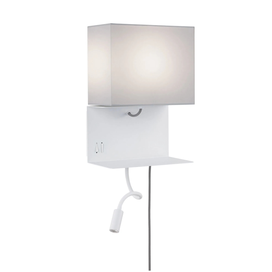 Paulmann 78913 - LED/2,5W + 1xE27/40W Væglampe med hylde og USB MERANI 230V hvid