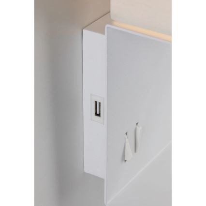 Paulmann 78913 - LED/2,5W + 1xE27/40W Væglampe med hylde og USB MERANI 230V hvid