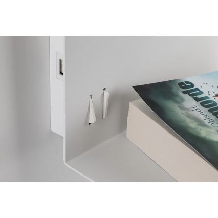 Paulmann 78913 - LED/2,5W + 1xE27/40W Væglampe med hylde og USB MERANI 230V hvid