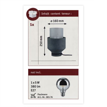 Paulmann 79619 - Bordlampe HELIN 1xE27/20W 230V