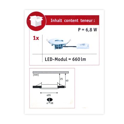 Paulmann 79669 - Indbygningslampe til badeværelse dæmpbar HOUSE LED/5,3W IP44 230V