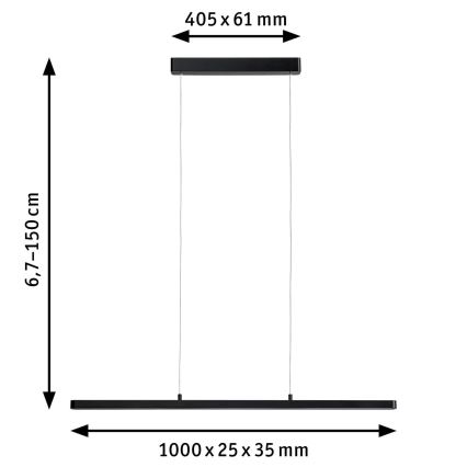 Paulmann 79693 - Pendel dæmpbar LED/42W LENTO 230V sort