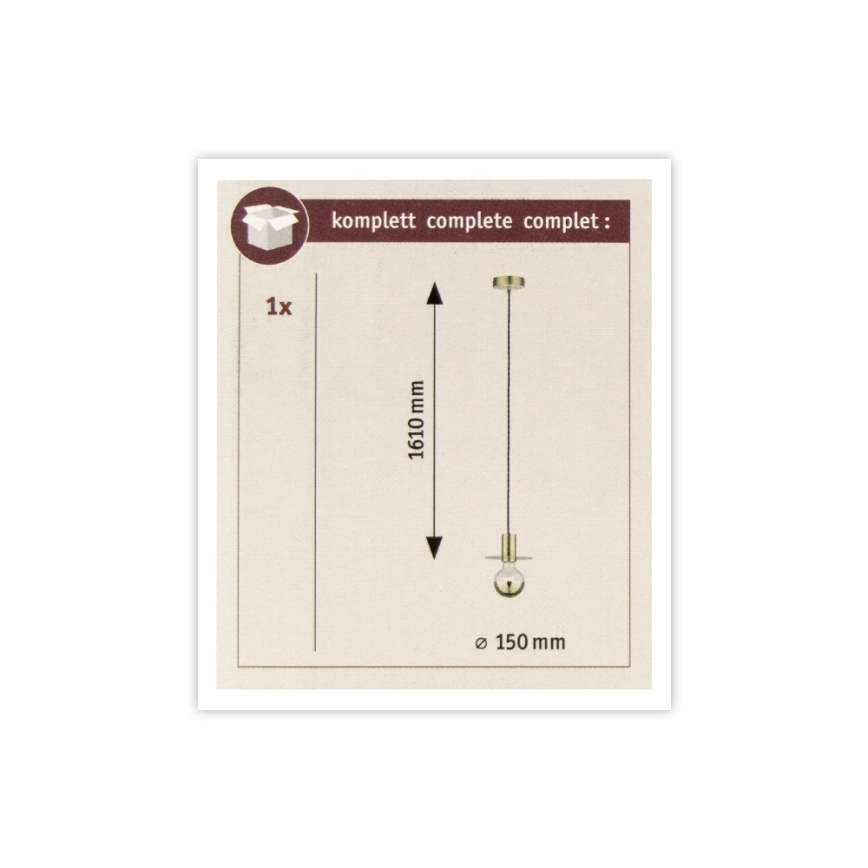 Paulmann 79726 - 1xE27/20W Pendel STIAN 230V