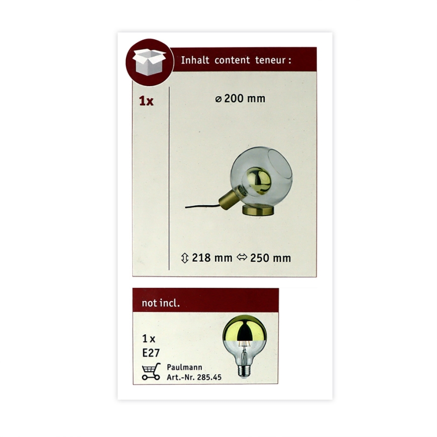 Paulmann 79727 - Bordlampe ESBEN 1xE27/20W 230V
