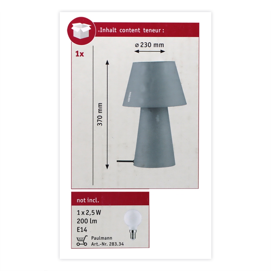 Paulmann 79734 - 1xE14/20W Bordlampe KELT 230V